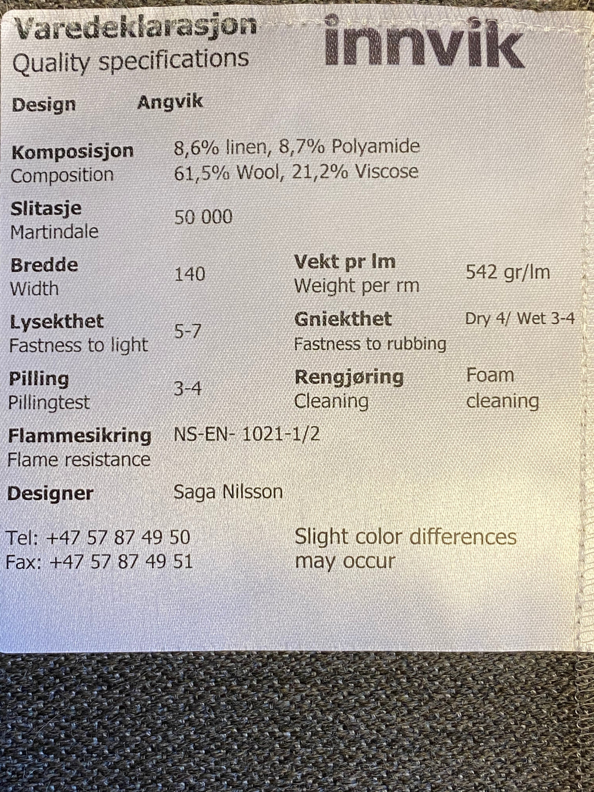 ANGVIK STRIPE - Møbelstoff