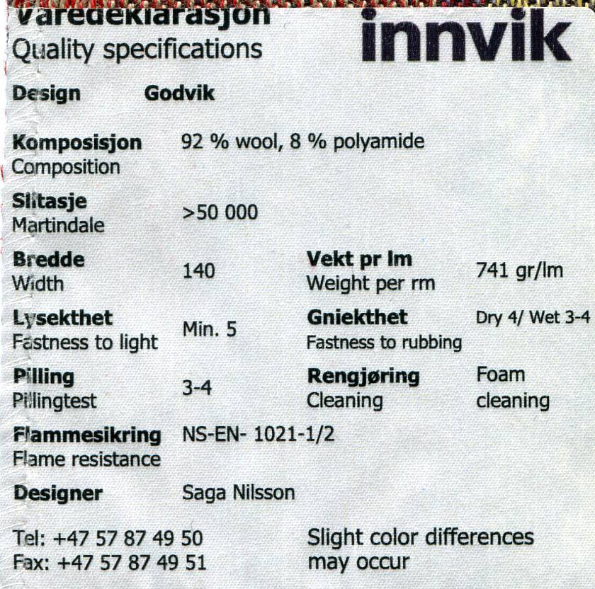 GODVIK - Stoffprøver