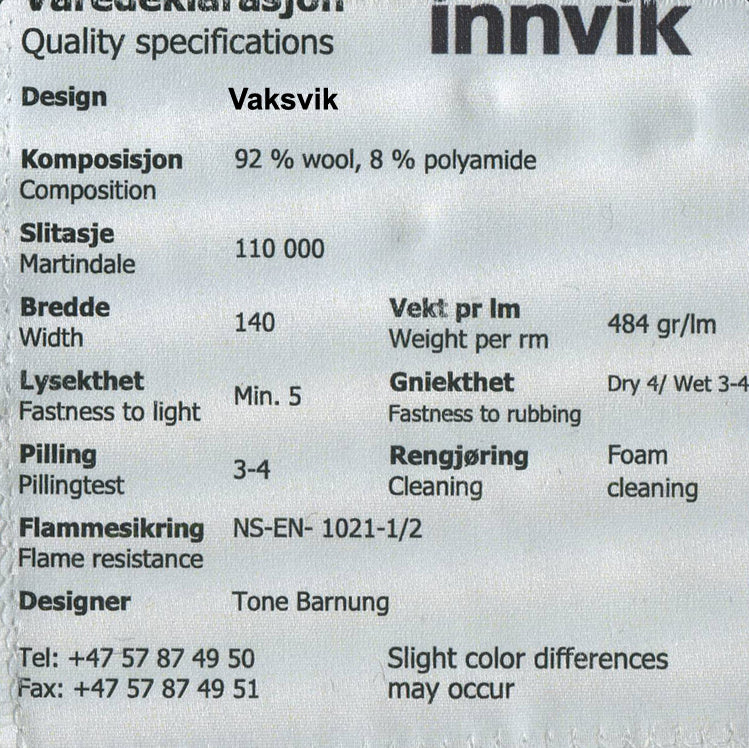 VAKSVIK møbelstoff