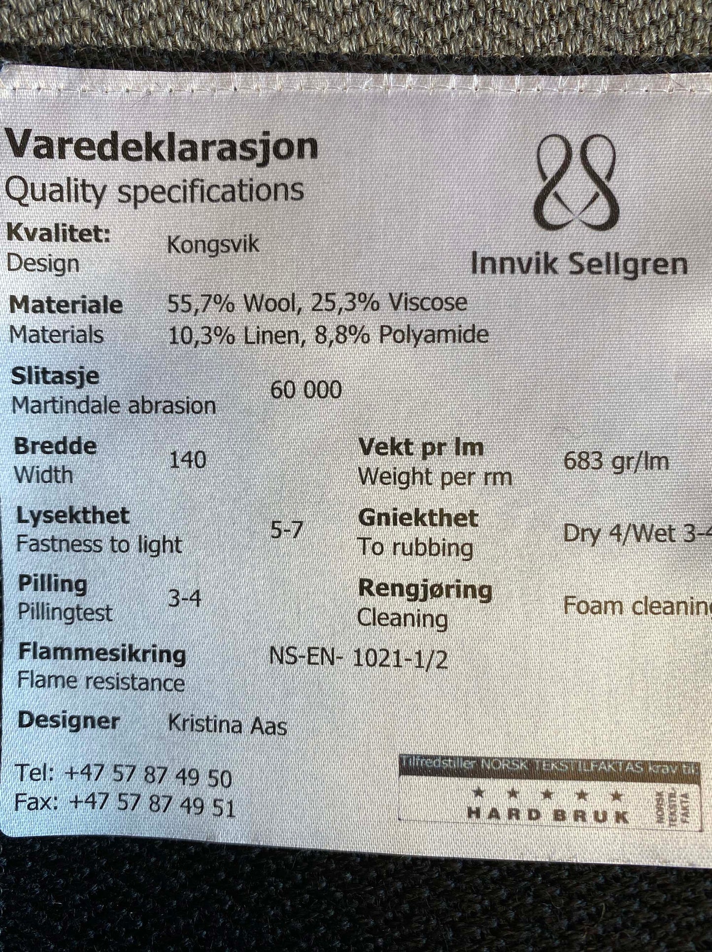 KONGSVIK  møbelstoff