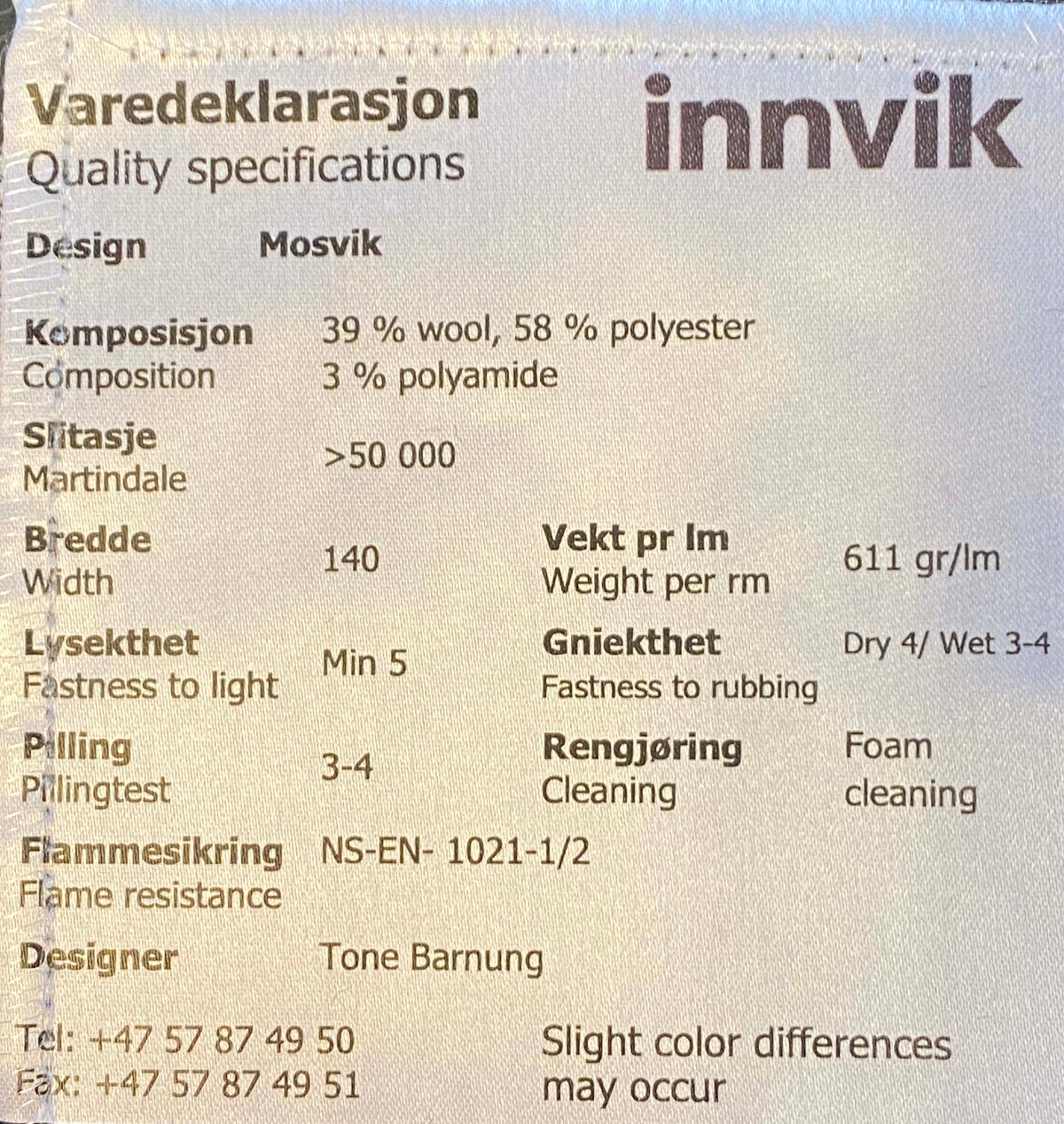 MOSVIK - Møbelstoff